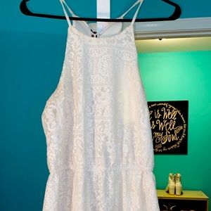 bailey blue halter white lace mini dress